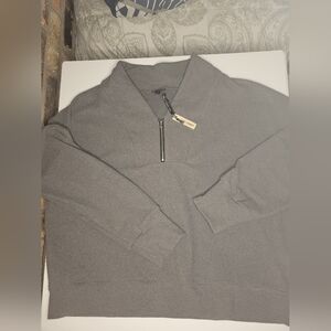 Coco + Carmen Gray Sweater/Sweatshirt with V Neck Zip